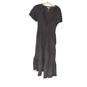 StitchDrop Dress Women's Black Maxi Tiered Broomstick Cottage Milkmaid Small